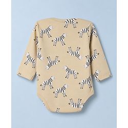 Babyhug 100% Cotton Interlock Knit Full Sleeves Striped Onesies With Zebra Print Pack of 3 - White, Yellow & Orange