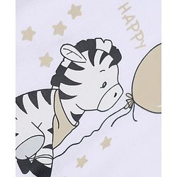 Babyhug 100% Cotton Interlock Knit Full Sleeves Striped Onesies With Zebra Print Pack of 3 - White, Yellow & Orange