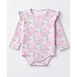 Babyhug Interlock Knit 100% Cotton Full Sleeves Onesies With Floral Print Pack of 3 -white, Pink & Light Pink