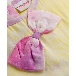 Babyhug Rayon Woven Sleeveless Tie & Dye Effect Frock with Bow Applique - Pink & Purple