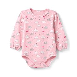 Babyhug 100% Cotton Interlock Knit Full Sleeves Onesies With Floral, Cloud & Bee Print Pack of 3 - White, Pink & Light Pink