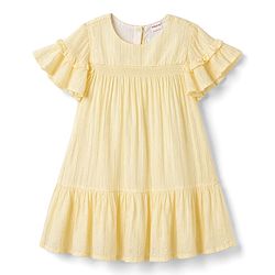 Babyhug Woven Half Sleeves Solid One Piece Dresses - Yellow