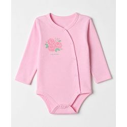 Babyhug 100% Cotton Interlock Knit Full Sleeves Onesies with Leggings & Cap With Floral Print - Pink