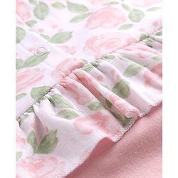 Babyhug 100% Cotton Interlock Knit Full Sleeves Romper With Floral Print & Headband - Pink