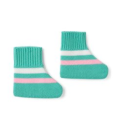 Babyhug Knit Full Sleeves Striped Sweater Set With Cap & Booties - Mint