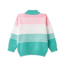 Babyhug Knit Full Sleeves Striped Sweater Set With Cap & Booties - Mint