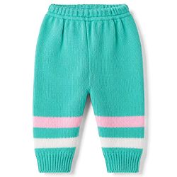Babyhug Knit Full Sleeves Striped Sweater Set With Cap & Booties - Mint
