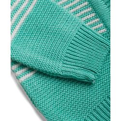 Babyhug Knit Full Sleeves Striped Sweater Set With Cap & Booties - Mint