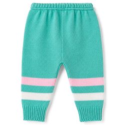 Babyhug Knit Full Sleeves Striped Sweater Set With Cap & Booties - Mint