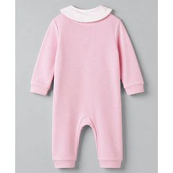 Babyhug 100% Cotton Knit Full Sleeves Romper With Floral Print - Pink
