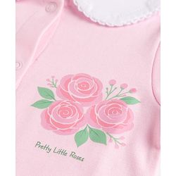Babyhug 100% Cotton Knit Full Sleeves Romper With Floral Print - Pink