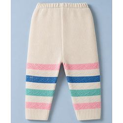 Babyhug Knit Striped Full Sleeves Baby Sweater Set with Cap & Booties - White