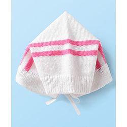 Babyhug Knit Full Sleeves Striped Sweater Set with Cap & Booties - Pink