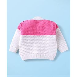 Babyhug Knit Full Sleeves Striped Sweater Set with Cap & Booties - Pink