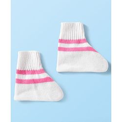 Babyhug Knit Full Sleeves Striped Sweater Set with Cap & Booties - Pink