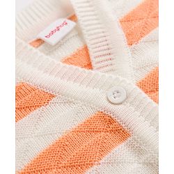Babyhug Knit Full Sleeves Striped Sweater Set with Cap & Booties - Pink