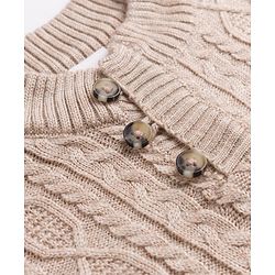 Babyhug Knit Full Sleeves Pullovers With Cable Knit Design - Ivory