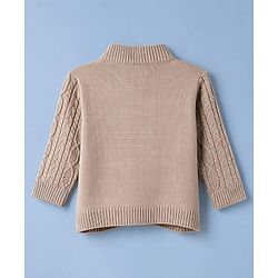 Babyhug Knit Full Sleeves Pullovers With Cable Knit Design - Ivory
