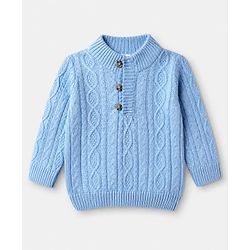 Babyhug Knit Full Sleeves Pullovers With Cable Knit Design - Ivory