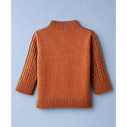 Babyhug Knit Full Sleeves Pullovers With Cable Knit Design - Ivory