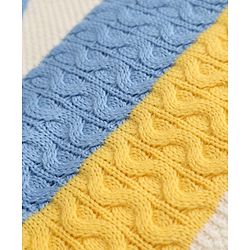 Babyhug Knit Full Sleeves Striped Pullover With Cable Knit Design - Blue