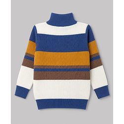 Babyhug Knit Full Sleeves Striped Pullover - Navy Blue