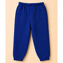 Babyhug Knit Full Sleeves Sweater Set with Color Block Design in Blue