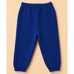 Babyhug Knit Full Sleeves Sweater Set with Color Block Design in Blue