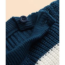 Babyhug Knit Full Sleeves Sweater Set with Color Block Design in Blue