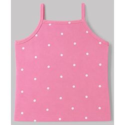 Babyhug 100% Cotton Single Jersey Knit Sleeveless Slips With Polka Dot, Cloud & Floral Print Pack of 3 - Pink, Light Pink & White