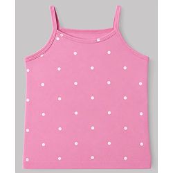 Babyhug 100% Cotton Single Jersey Knit Sleeveless Slips With Polka Dot, Cloud & Floral Print Pack of 3 - Pink, Light Pink & White