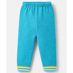Babyhug Knit Full Sleeves Sweater Set With Striped Design - Blue