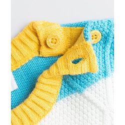 Babyhug Knit Full Sleeves Sweater Set With Striped Design - Blue