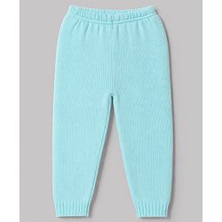 Babyhug Knit Full Sleeves Striped Sweater Set - Sky Blue
