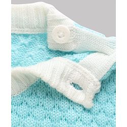Babyhug Knit Full Sleeves Striped Sweater Set - Sky Blue