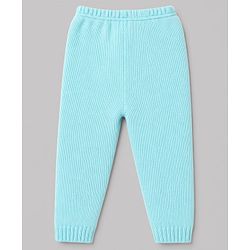 Babyhug Knit Full Sleeves Striped Sweater Set - Sky Blue