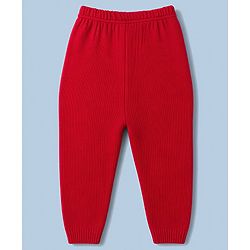 Babyhug Knit Full Sleeves  Sweater Set with Heart & Floral Design - Red