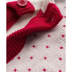 Babyhug Knit Full Sleeves  Sweater Set with Heart & Floral Design - Red