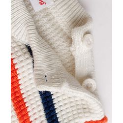 Babyhug Male Knit Full Sleeves Striped Sweater Set - White