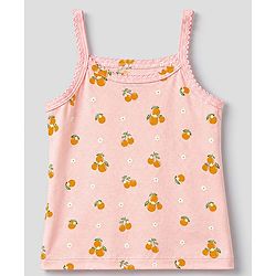 Babyhug 100% Cotton Single Jersey Knit Sleeveless Floral & Lemon Printed Slips Pack of 3 - White Pink & Green