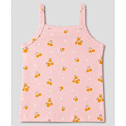 Babyhug 100% Cotton Single Jersey Knit Sleeveless Floral & Lemon Printed Slips Pack of 3 - White Pink & Green