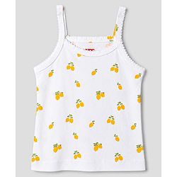 Babyhug 100% Cotton Single Jersey Knit Sleeveless Floral & Lemon Printed Slips Pack of 3 - White Pink & Green