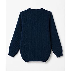 Babyhug Knit Full Sleeves Textured Sweater Set - Teal Blue