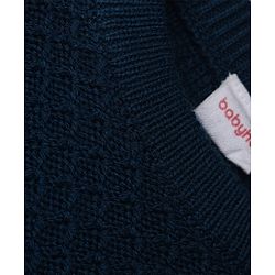 Babyhug Knit Full Sleeves Textured Sweater Set - Teal Blue
