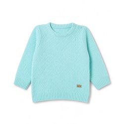 Babyhug Knit Full Sleeves Textured Sweater Set - Teal Blue