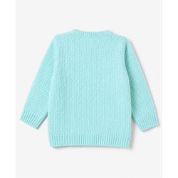 Babyhug Knit Full Sleeves Textured Sweater Set - Teal Blue