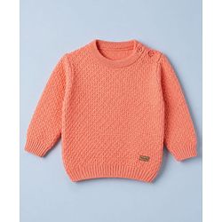 Babyhug Knit Full Sleeves Textured Sweater Set - Teal Blue