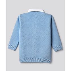Babyhug Knit Full Sleeves Pullover with Cable Knit Design - Sky Blue