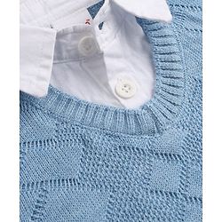 Babyhug Knit Full Sleeves Pullover with Cable Knit Design - Sky Blue