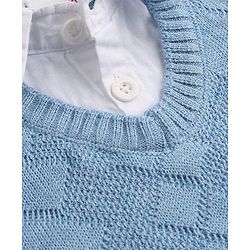 Babyhug Knit Full Sleeves Pullover with Cable Knit Design - Sky Blue